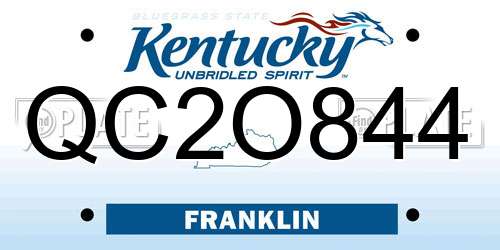 QC2O844 Kentucky License Plate