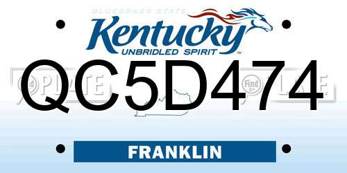 QC5D474 Kentucky License Plate