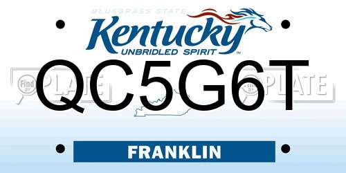 QC5G6T Kentucky License Plate