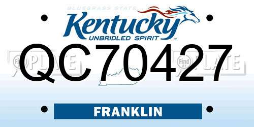 QC70427 Kentucky License Plate