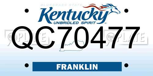 QC70477 Kentucky License Plate