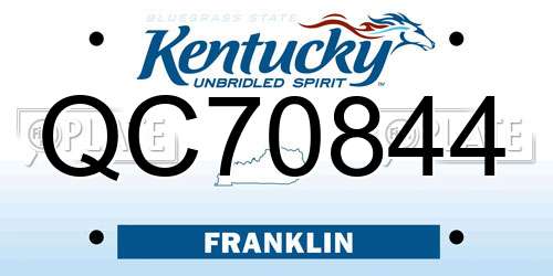QC70844 Kentucky License Plate