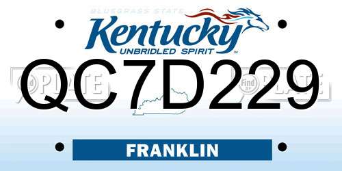 QC7D229 Kentucky License Plate