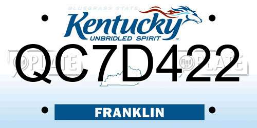 QC7D422 Kentucky License Plate