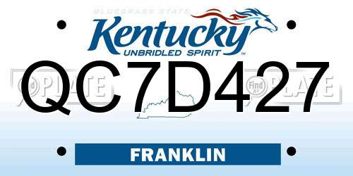 QC7D427 Kentucky License Plate