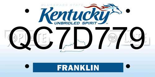 QC7D779 Kentucky License Plate