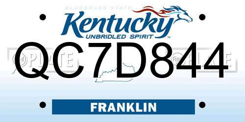 QC7D844 Kentucky License Plate