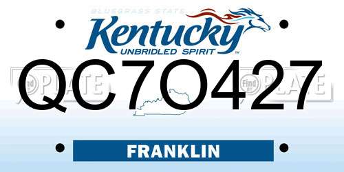 QC7O427 Kentucky License Plate