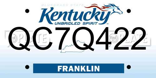 QC7Q422 Kentucky License Plate