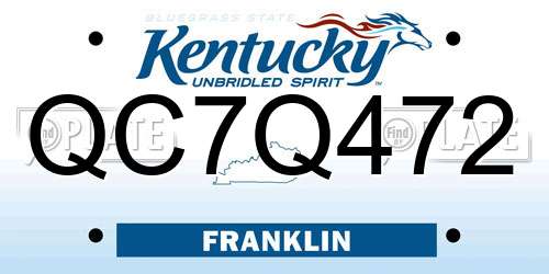 QC7Q472 Kentucky License Plate