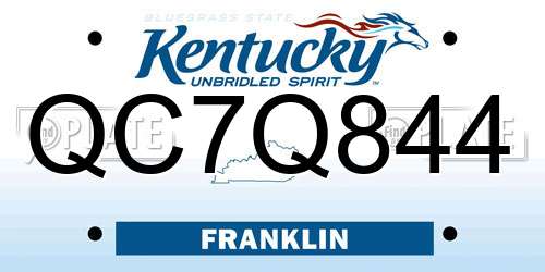 QC7Q844 Kentucky License Plate