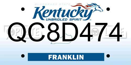 QC8D474 Kentucky License Plate
