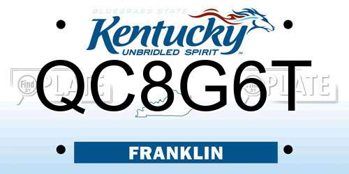 QC8G6T Kentucky License Plate