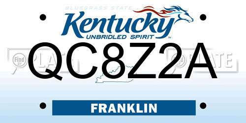 QC8Z2A Kentucky License Plate