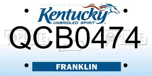 QCB0474 Kentucky License Plate