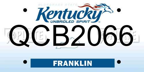 QCB2066 Kentucky License Plate