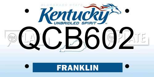 QCB602 Kentucky License Plate