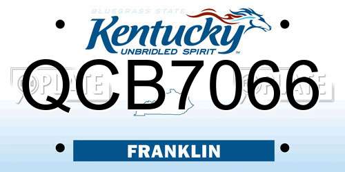 QCB7066 Kentucky License Plate