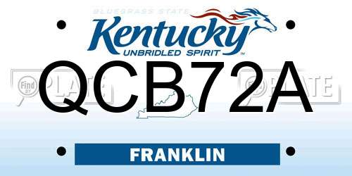 QCB72A Kentucky License Plate