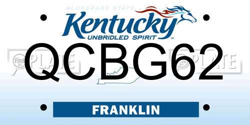 QCBG62 Kentucky License Plate