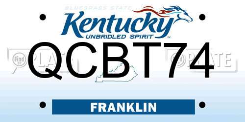 QCBT74 Kentucky License Plate