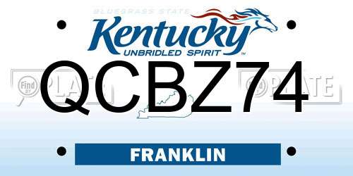 QCBZ74 Kentucky License Plate