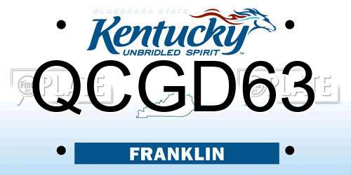 QCGD63 Kentucky License Plate