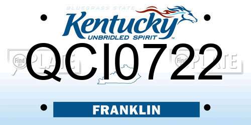 QCI0722 Kentucky License Plate