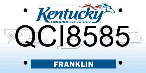 QCI8585 Kentucky License Plate