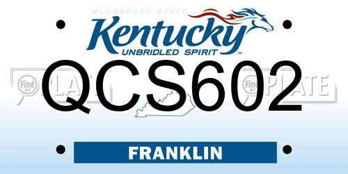 QCS602 Kentucky License Plate