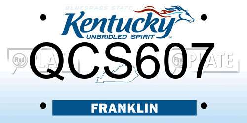 QCS607 Kentucky License Plate