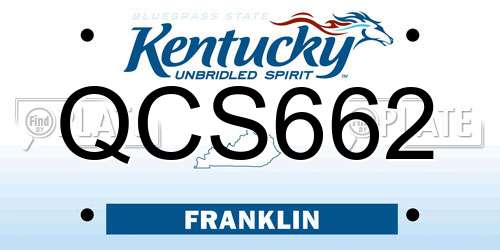 QCS662 Kentucky License Plate
