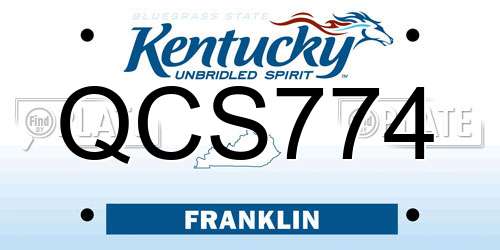 QCS774 Kentucky License Plate