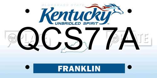 QCS77A Kentucky License Plate