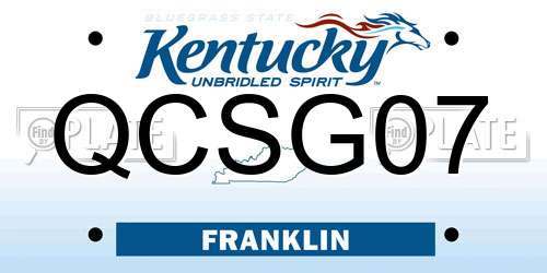 QCSG07 Kentucky License Plate