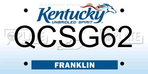 QCSG62 Kentucky License Plate