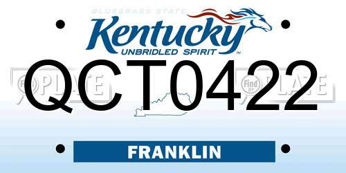 QCT0422 Kentucky License Plate