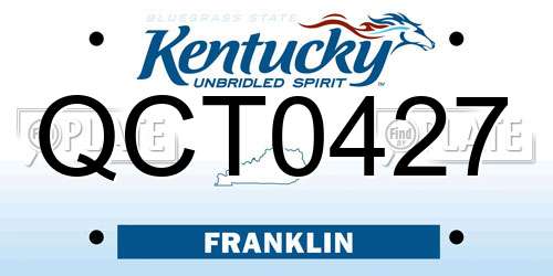 QCT0427 Kentucky License Plate