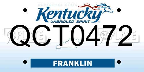 QCT0472 Kentucky License Plate