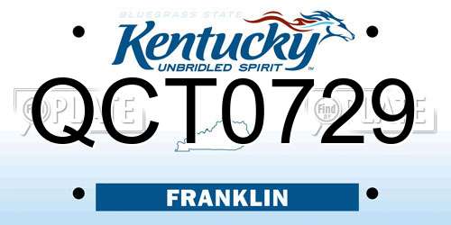 QCT0729 Kentucky License Plate