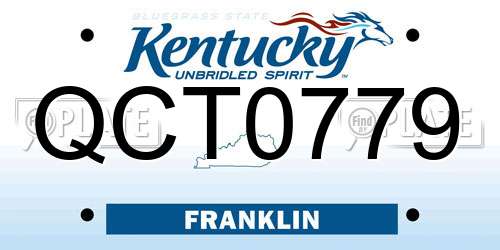 QCT0779 Kentucky License Plate