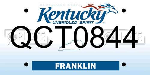 QCT0844 Kentucky License Plate