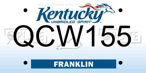 QCW155 Kentucky License Plate