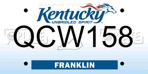 QCW158 Kentucky License Plate