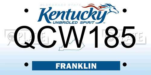 QCW185 Kentucky License Plate