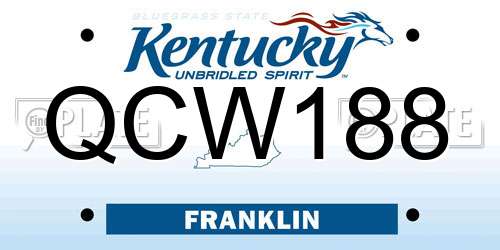 QCW188 Kentucky License Plate