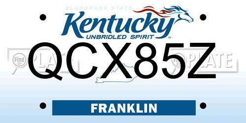 QCX85Z Kentucky License Plate