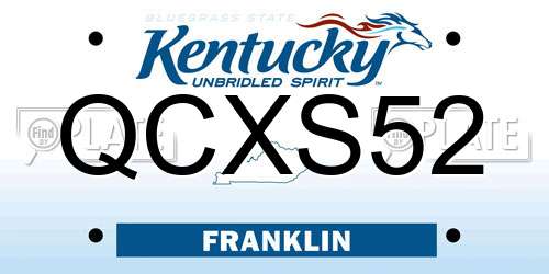 QCXS52 Kentucky License Plate