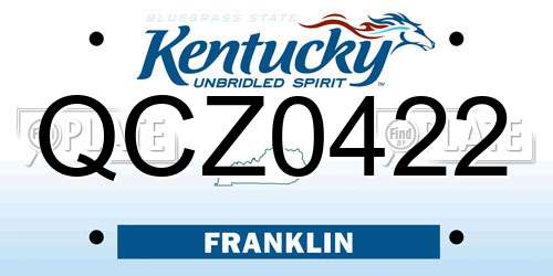 QCZ0422 Kentucky License Plate