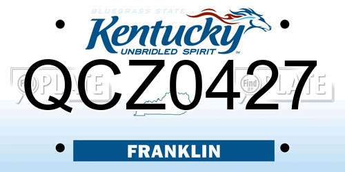 QCZ0427 Kentucky License Plate